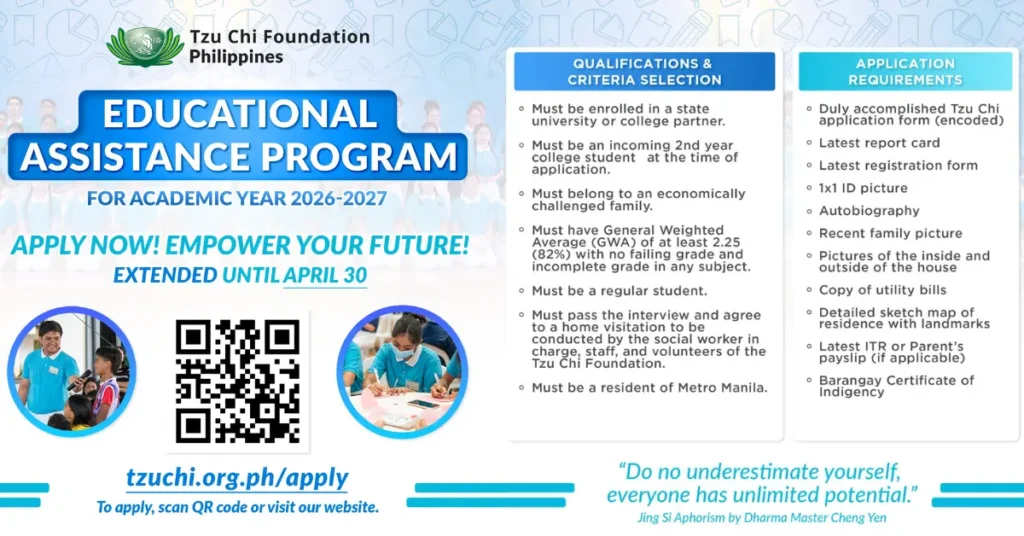 Tzu Chi Foundation Scholarship 2026