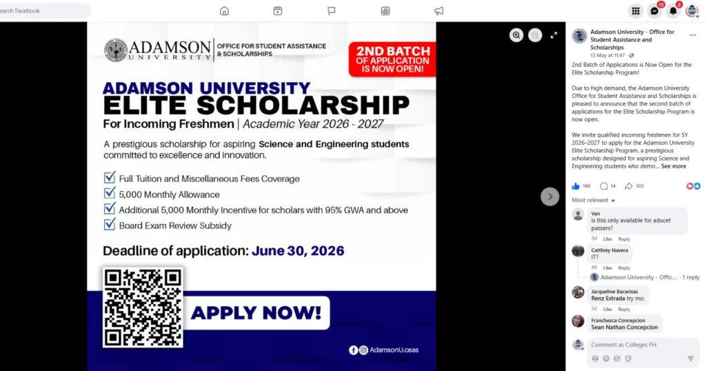 Adamson University Elite Scholarship