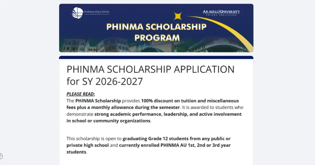 PHINMA Scholarship Application Form